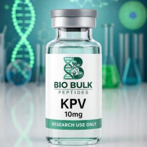 Vial of KPV peptide solution from Bio Bulk Peptides.