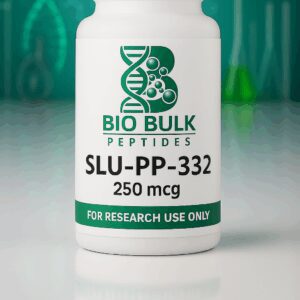 Bottle of Bio Bulk Peptides SLU-PP-332, 250 mg, for research use only.